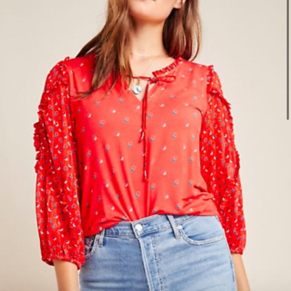 Anthropologie Maeve Jacquin Peasant Blouse // XS